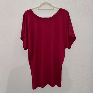 NWT Free to Live Women's Sz XL Long Tee Shirt Pink Short Sleeves Workout Casual